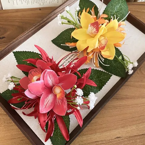 Stoff Blumen Haarklammern Künstliche Orchidee Hawaii Stil Entenschnabel Clip Elegantes Urlaub Haar Accessoire Für Frauen