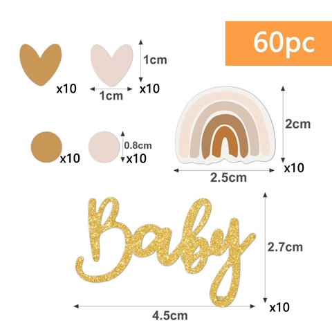 Confeti Baby Shower Papel Brillo Arcoíris Corazón Círculo Letra Baby Decoración Mesa Fiesta Revelación Género