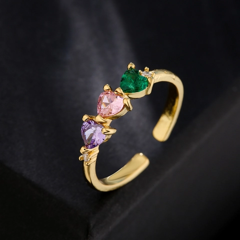 18K Gold Plated Copper Adjustable Open Ring For Women Micro Inlaid Zircon Artificial Pearl Shell Geometric Niche Design Jewelry
