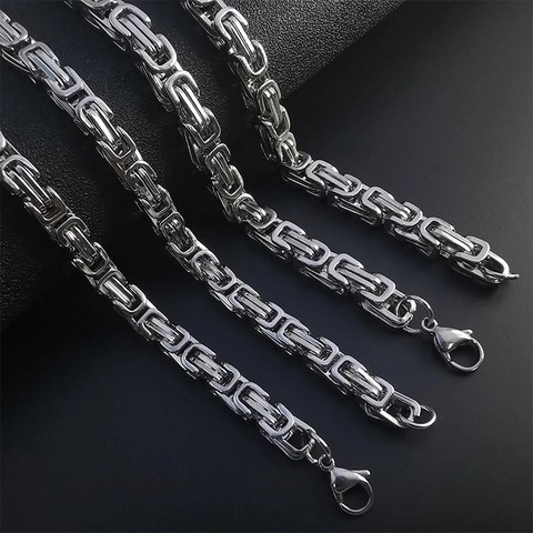 Collana A Catena Bizantina In Acciaio Inossidabile Maglie In Metallo Pesante Gioielli Non Sbiaditi Regalo Per Uomini Donne