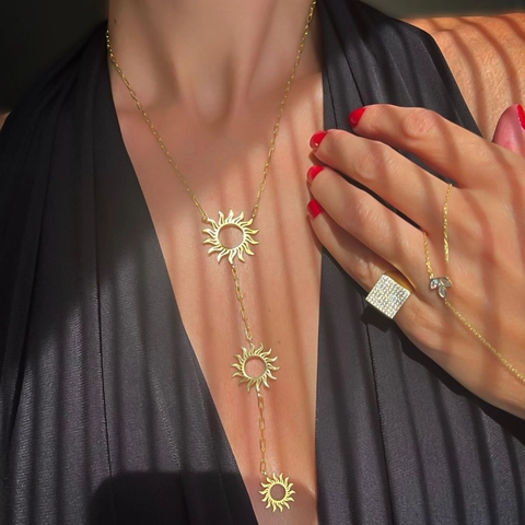 Collana Lariat Svuotata Girasole In Acciaio Inossidabile Placcato Oro A Forma Di Y Gioielli Eleganti Per Donne Pendente A Catena Lunga