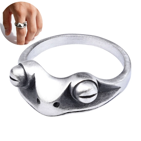 Anello Rana Vintage Acciaio Inossidabile Testa Di Animale Punk Retro Gioielli Novità Per Uomini Donne