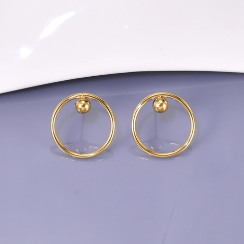 Minimalistische Geometrische Titanstahl-Ohrringe Vergoldete Runde Ohrstecker Mit Kugel Für Damen Schmuckzubehör