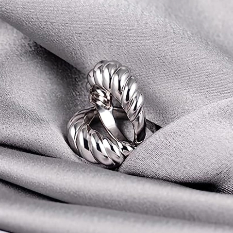 Croissant Ring Copper Twisted Spiral Chunky Dome Polished Retro Elegant Jewelry For Women
