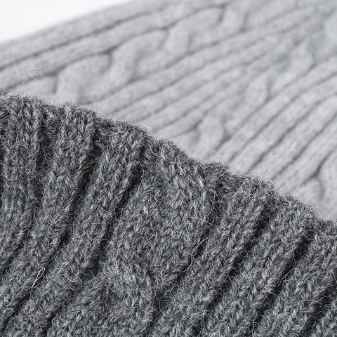 Gorro De Punto Trenzado Bloque De Color Grueso Cálido Piel De Conejo Sintética Invierno Para Hombres Mujeres