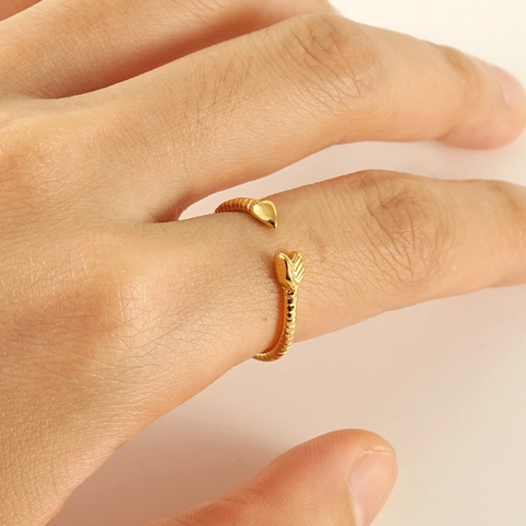 Snake Shaped Ring Stainless Steel 18K Gold Plated Adjustable Opening Fashion Retro Punk Elegant Jewelry For Women