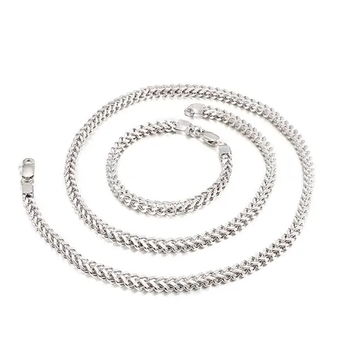 Franco Chain Necklace Stainless Steel Titanium Wheat Link Hip Hop Streetwear Men Jewelry Gold Silver Color High Polish