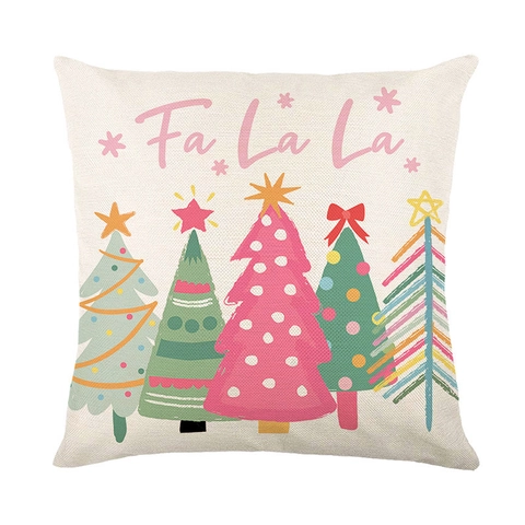 Federa Di Natale Rosa Lino Stampa Lettere Festive Decorazione Casa Fodera Per Cuscino Decorativa Quadrata