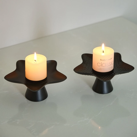 Star Shaped Metal Candle Holder Hammered Nordic Style Desktop Iron Candlestick For Home Wedding Dinner Table Decor