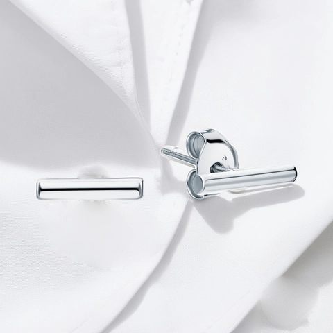 Minimalist Bar Stud Earrings In 925 Sterling Silver Smooth Cylindrical Geometric Jewelry For Women Fashion Daily Wear