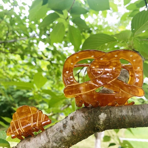 Bread Shape Cellulose Acetate Hair Claw Clips Korean Style Tortoiseshell Amber Shark Clips For Women