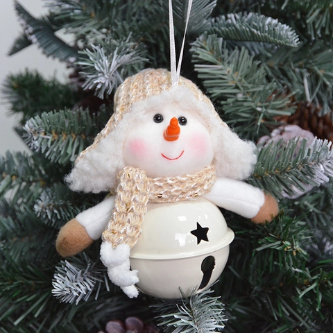 Weihnachtsglocken Ornamente Metall Jingle Bells Mit Plüsch Weihnachtsmann Schneemann Rentier Für Weihnachtsbaum Deko