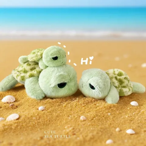Sea Turtle Plush Toy Soft Green Stuffed Animal Big Eyes Ocean Pillow Decorative Pillow For Kids Room Birthday Gift