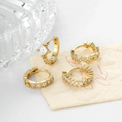 Boucles D'oreilles Créoles Vintage Avec Micro Zircon Cuivre Plaqué Or Bijoux De Piercing Cartilage Pour Femmes