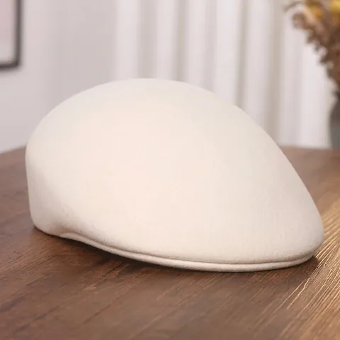 Women Newsboy Ivy Cap Wool Blend Retro Beret Hat Autumn Winter Warm Solid Color Flat Top Painter Hat