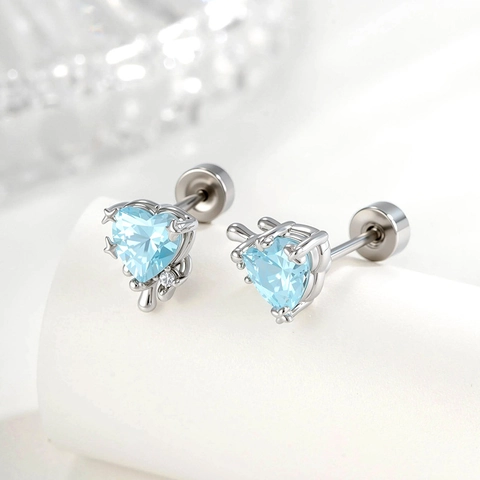 Heart Cubic Zirconia Ear Cartilage Stud Titanium Steel Molten Lava Helix Piercing Chic Body Jewelry For Women