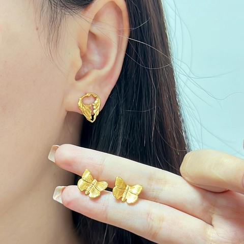 Mode Edelstahl Schmetterling Herz Ohrstecker Vergoldet Süß Süß Tier Blatt Schmuck Für Frauen Mädchen Geschenk