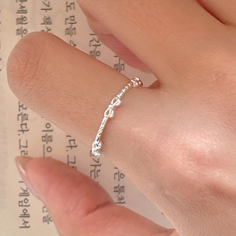 Anello Con Fiocco In Argento Sterling 925 Regolabile Aperto Semplice Nodo A Nastro Placcato Oro 18K Gioielli
