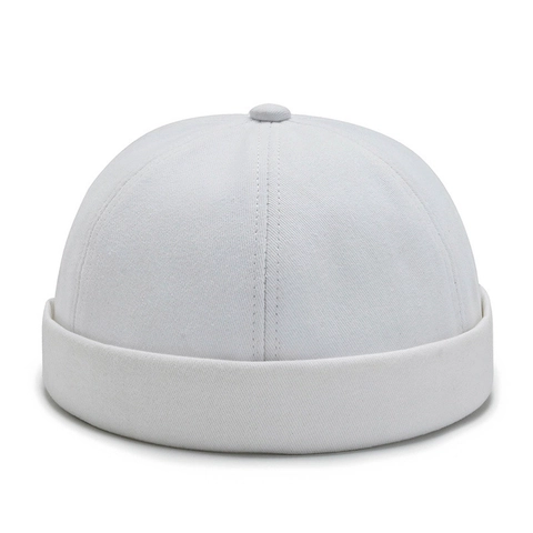Retro Docker Cap Pure Cotton Brimless Hat Rolled Edge Sailor Cap Vintage Hip Hop Streetwear Headwear For Men Women