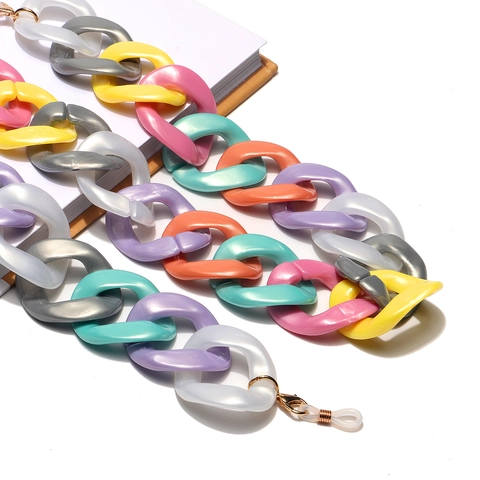 Colorful Acrylic Glasses Chain Mixed Macaron Color Non-slip Sunglasses Strap Holder Fashionable Eyewear Lanyard For Women