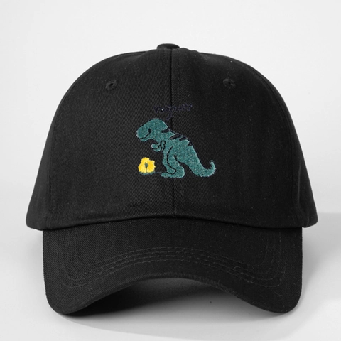 Cappello Da Baseball Dinosauro Ricamo Fiore Tela Di Cotone Regolabile Visiera Curva Cappello Sole