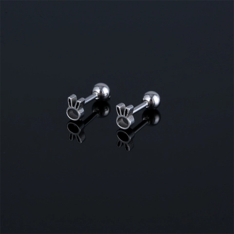 Unisex 316 Stainless Steel Cute Rabbit Head Stud Earrings Minimalist Bunny Animal Shape Screw Back Piercing Jewelry