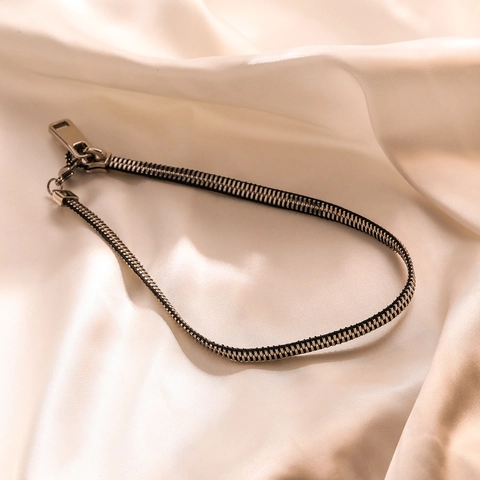 Collana Pendente Cerniera Ottone Placcato Oro 18K Regolabile Gioielli Hip Hop Industrial Punk Per Donne