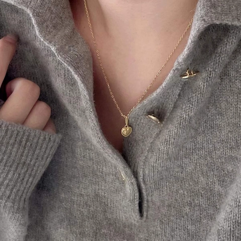Herz Anhänger Halskette 925 Sterling Silber Milgrain Kante Minimalistischer Schmuck Für Damen