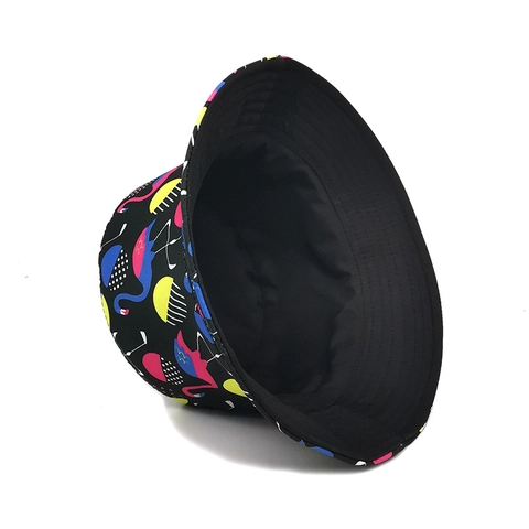 Flamingo Print Reversible Bucket Hat Polyester Wide Brim Summer Sun Protection Tropical Beach Vacation Hat For Adults