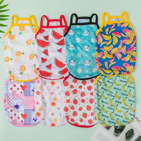 Haustier Mesh Weste Sommer Atmungsaktiv Polyester Obst Tier Druck Ärmelloses Unterhemd Kleidung Für Kleine Hunde Katzen