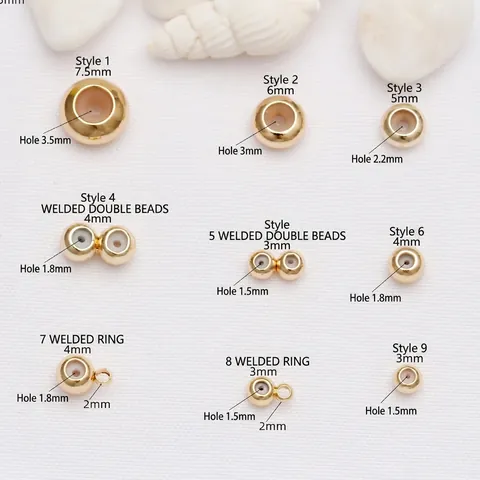 Adjustable Positioning Spacer Beads 14K Gold Plated Copper With Silicone Core Non-Slip For DIY Jewelry Making Findings