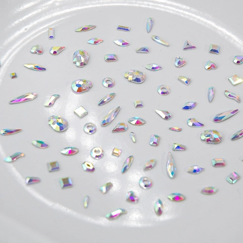 Strass In Cristallo AB Parte Posteriore Piatta Gemme In Vetro K9 Per Nail Art Fai Da Te Creazione Gioielli Forme Miste Iridescente