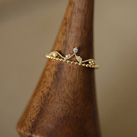 Crown Ring 925 Sterling Silver 18K Gold Plated Zircon Court Princess Style Elegant Luxury Jewelry For Women