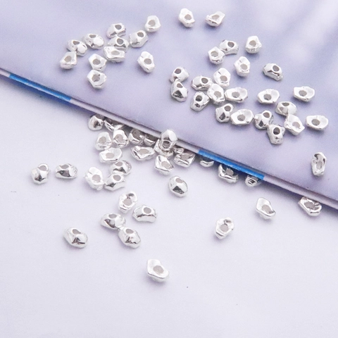 Cuentas de Pepitas Irregulares de Plata de Ley S925 para Fabricación de Joyas DIY Material para Pulseras y Collares Hechos a Mano
