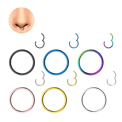 Titanium Alloy Hinged Segment Nose Ring Hoop For Men Women Seamless Septum Clicker Piercing Body Jewelry Minimalist Round Ring
