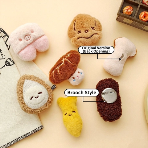 Simpatico Cartone Animato Cibo Peluche Spilla Spille Morbido Imbottito Fungo Maiale Ricamo DIY Vestiti Zaino Decorazione Accessorio