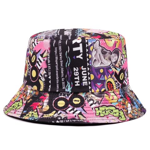 Cappello a Secchiello Graffiti di Strada Unisex in Acrilico Estivo all'aperto Protezione Solare Retrò Anni '80 '90