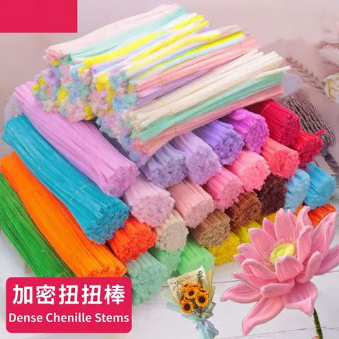 Chenille Stems Pipe Cleaners Polyester Iron Wire Flexible Fuzzy Thickened DIY Arts Crafts Creative Modeling Colorful