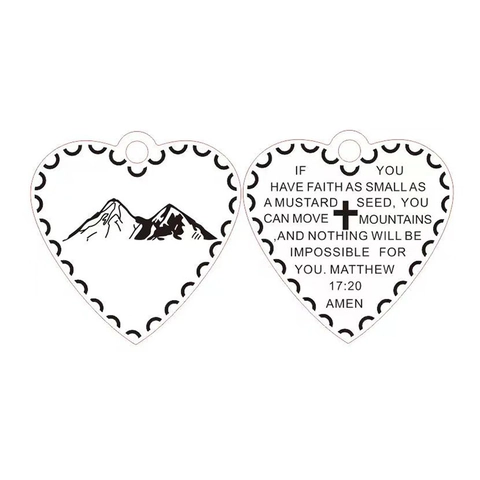 Colgante Corazón Acero Inoxidable 304 Grabado Montaña Versículo Bíblico Cruz Accesorio Fabricación Joyas DIY Religioso
