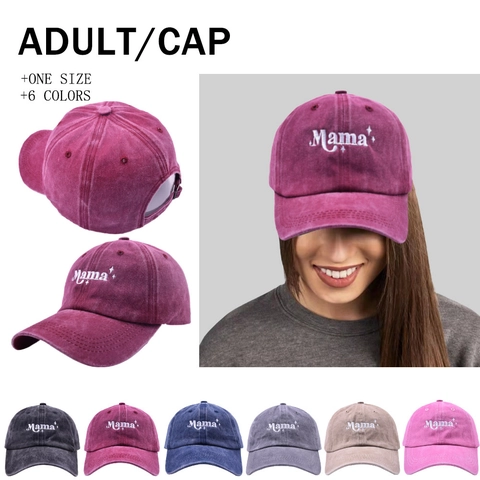 Mama Embroidered Baseball Cap Washed Cotton Vintage Dad Hat For Women Retro Adjustable Sun Hat Outdoor Travel Sports