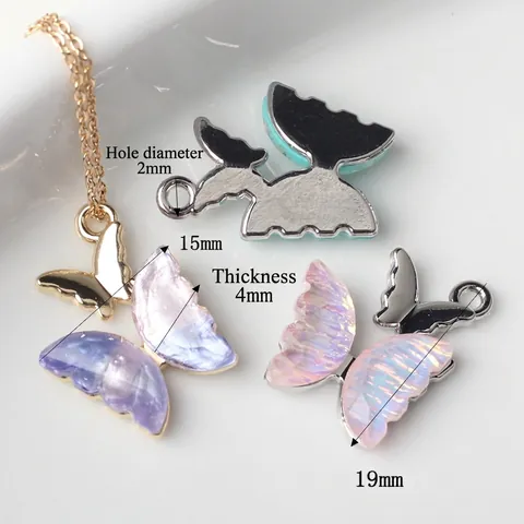 Colorful Butterfly Charms Alloy Iridescent Resin Pendants For DIY Jewelry Making Necklaces Bracelets Earrings Accessories
