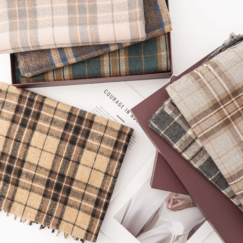 Winter Warm Karomuster Schal Für Damen Herren Weich Kaschmir-ähnlich Polyester Kariert Schal Mit Quasten Mode Stola Halstuch