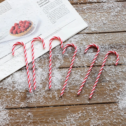 Weihnachts Zuckerstangen Hängende Ornamente Kunststoff Acryl Spirale Streifen J-Form Für Weihnachtsbaum Kranz Deko