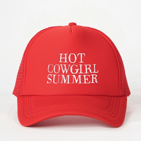 Hot Cowgirl Summer Trucker Hat Embroidered Letter Mesh Baseball Cap Adjustable Breathable Sun Hat For Women