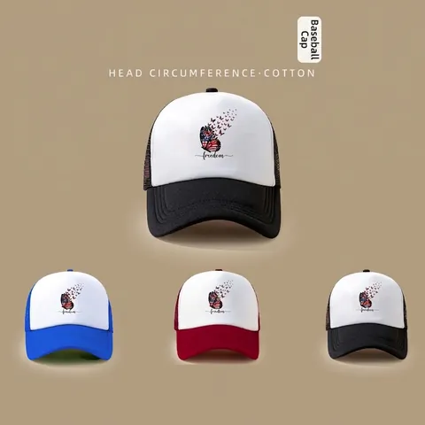 Freedom Schmetterling US Flagge Trucker Hut Mesh Baseball Kappe Atmungsaktiv Baumwolle Verstellbar Outdoor Damen Herren
