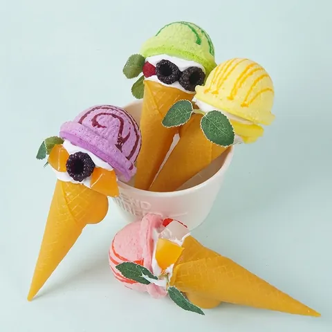 Imán De Nevera Cono Helado Artificial PU Slow Rising Squishy Modelo De Comida Decoración De Cocina Realista Colorido