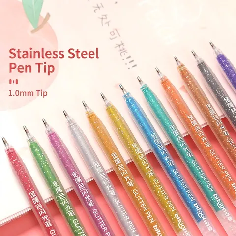 Ensemble De Stylos À Paillettes Stylos Gel Scintillants Métalliques Pour Journal Dessin Coque En Plastique Écriture Douce