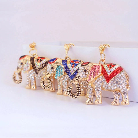 Simpatico Portachiavi con Elefante in Strass Ciondolo per Borsa in Lega di Animali Colorati Ornamento Appeso Portachiavi Regalo per Donne Ragazze