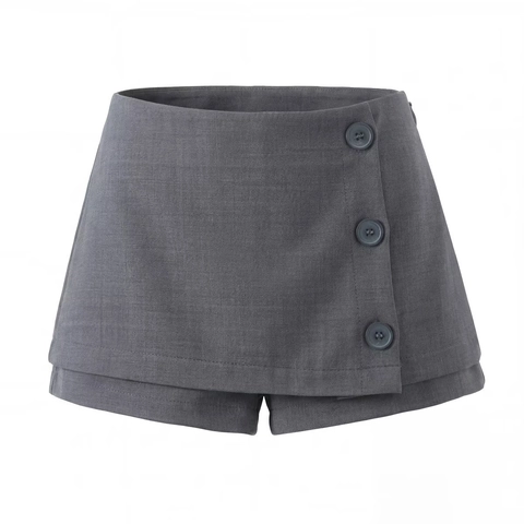 Women Skort High Waist A-Line Short Skirt Shorts With Side Buttons Polyester Rayon Suit Fabric Sexy Streetwear