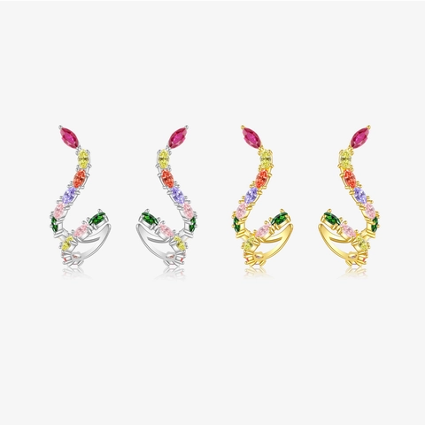 Orecchini A Serpente A Forma Di S Zirconia Marquise Colorata Design Di Lusso Nicchia 925 Sterling Silver Earring Post Per Donne